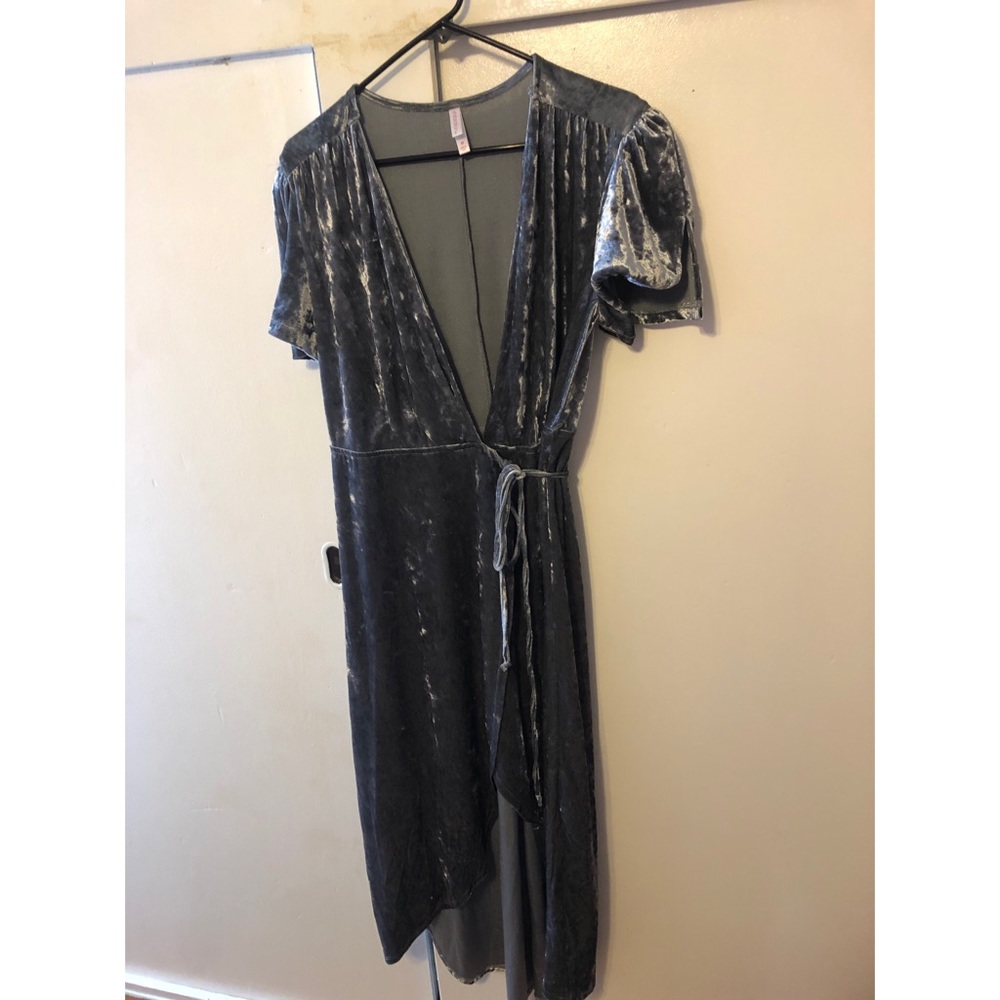 gray silk dress | Size M